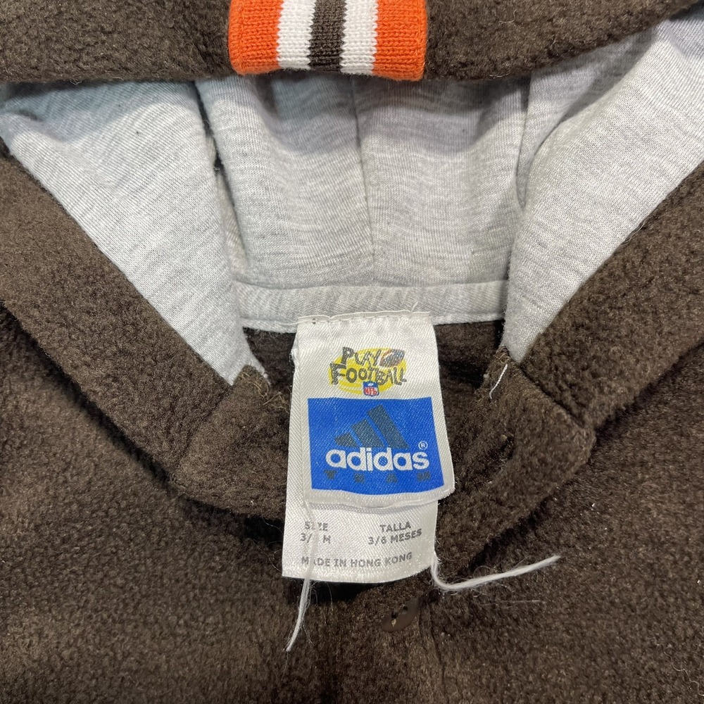 Vintage 90s Adidas Cleveland Browns Fleece Hooded Body Suit Romper Sz 3/6 Months - Picture 5 of 8